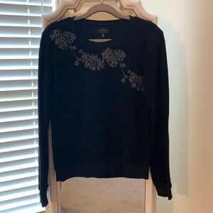 Small Lucky Brand black fleece sweatshirt. EUC